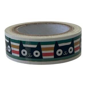 Black Cat Striped Washi Tape | 17mm Craft Masking Tape